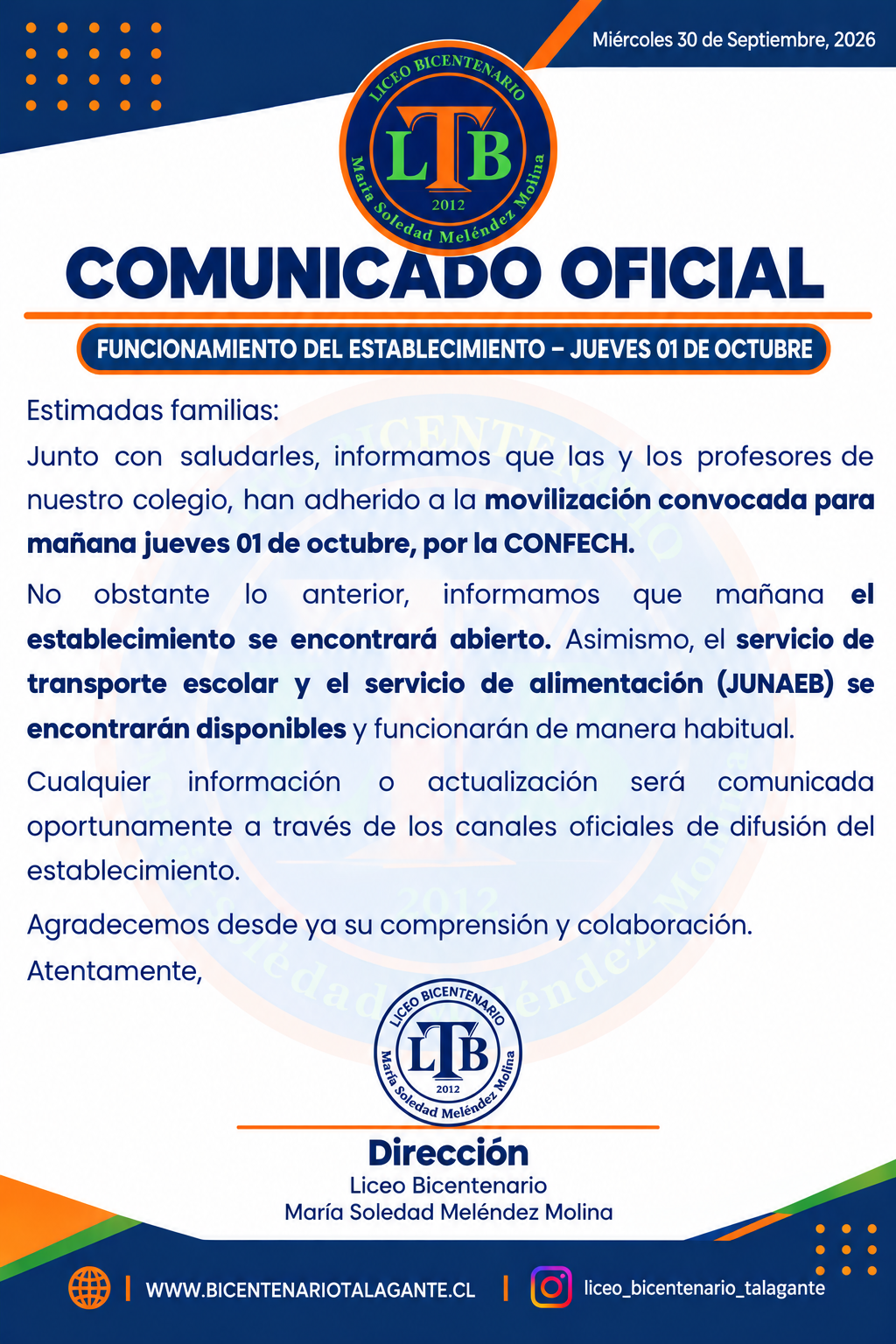 COMUNICADO OFICIAL